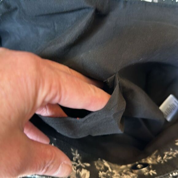 AMERICA & BEYOND Women's Cotton Floral Fringe Medallion Boho Tote Bag Black - Picture 12 of 16